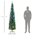 HOMCOM 7.5' Artificial Prelit Christmas Trees Holiday Décor with Colourful LED Lights, Pencil Shape, Steel Base - 3