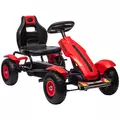 HOMCOM Children Pedal Go Kart, Kids Ride On Racer with Adjustable Seat, Inflatable Rubber Tyres, Handbrake, for Ages 5-12 Years - Red - 1