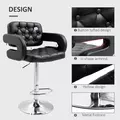 HOMCOM PU Leather Upholstered Swivel Bar Stool, Height Adjustable with Back, Armrest, Footrest, Black - 7