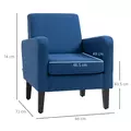 HOMCOM Linen-Look Boxy Armchair - Blue - 3