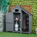 Outsunny Garden Outdoor Storage Shed Outdoor Tool Shed with 3 Shelves and Tilt Roof, 129x51.5x180cm, Grey - 2