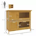PawHut Double Decker Rabbit Hutch 2 Tier Guinea Pig House Pet Cage Outdoor with Sliding-out Tray, 97 x 44 x 91cm, Yellow - 3