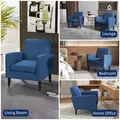 HOMCOM Linen-Look Boxy Armchair - Blue - 7