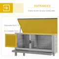 PawHut Wooden Guinea Pig Hutch, Small Animal Cage with Slide-out Tray, Openable Asphalt Roof, 84 x 43 x 70cm, Grey - 5