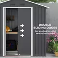 Outsunny 6.5x3.5ft Metal Garden Storage Shed for Outdoor Tool Storage with Double Sliding Doors and 4 Vents, Dark Grey - 5