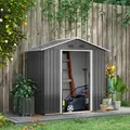 Outsunny 6.5x3.5ft Metal Garden Storage Shed for Outdoor Tool Storage with Double Sliding Doors and 4 Vents, Dark Grey - 2