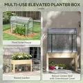 Outsunny Wooden Planter Box with Greenhouse Cover and Bed Liner, Raised Garden Bed for Vegetables, Flowers, Herbs - 6