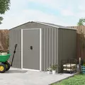 Outsunny 7.7 x 5.7ft Outdoor Garden Storage Shed, Metal Tool House with Ventilation and Sliding Doors, Light Grey - 9