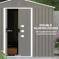 Outsunny 7.7 x 5.7ft Outdoor Garden Storage Shed, Metal Tool House with Ventilation and Sliding Doors, Light Grey - 5