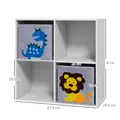 ZONEKIZ Kids Toy Box with Two Non-Woven Fabric Drawers, 61.8 x 29.9 x 61.8cm - White - 3