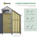 Outsunny Garden Outdoor Storage Shed Outdoor Tool Shed with 3 Shelves and Tilt Roof, 129x51.5x180cm, Grey - 4