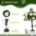 Outsunny Set of 2 Artificial Plants White Rose Floral in Pot, Fake Plants for Home Indoor Outdoor Decor, 90cm - 4