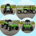 HOMCOM Ride On Tractor, Battery Powered Electric Car, with Detachable Trailer, Remote Control, Music - Green - 9