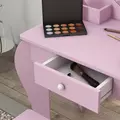 ZONEKIZ Kids Vanity Table with Mirror, Stool, Drawer, Storage Boxes, Cat Design, for Ages 3-6 Years - Pink - 8
