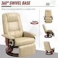HOMCOM Reclining Swivel Chair, with Footrest - Cream White - 5