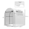 Outsunny Walk in Polytunnel Greenhouse, Green House for Garden with Roll-up Window and Door, 1.8 x 1.8 x 2 m, White - 3