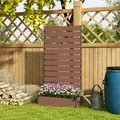 Outsunny Raised Bed for Garden, Planter with Trellis for Climbing Plants, Vines, Planter Box with Drainage Gap, Light Brown - 2