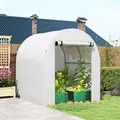 Outsunny Walk in Polytunnel Greenhouse, Green House for Garden with Roll-up Window and Door, 1.8 x 1.8 x 2 m, White - 9