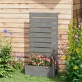 Outsunny 34 x 69.5cm Garden Planter Box, with Back Trellis, Grey - 7