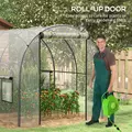 Outsunny Polytunnel Greenhouse Walk-in Grow House with Plasric Cover, Door, Mesh Window and Steel Frame, 3 x 2 x 2m, Clear - 5