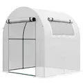 Outsunny Walk in Polytunnel Greenhouse, Green House for Garden with Roll-up Window and Door, 1.8 x 1.8 x 2 m, White - 1