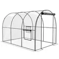 Outsunny Polytunnel Greenhouse Walk-in Grow House with Plasric Cover, Door, Mesh Window and Steel Frame, 3 x 2 x 2m, Clear - 1