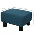 HOMCOM Linen Fabric Footstool Ottoman Cube with 4 Plastic Legs, Blue - 3