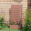 Outsunny 34 x 69.5cm Garden Planter Box, with Back Trellis, Brown - 7