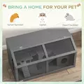 PawHut Hamster Cage, Wooden Small Animal Cage for Gerbils, Mice w/ Suspension Bridge, Openable Top, Hut, 85 x 45 x 44cm - Grey - 7