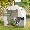Outsunny Walk in Polytunnel Greenhouse, Green House for Garden with Roll-up Window and Door, 1.8 x 1.8 x 2 m, White - 6
