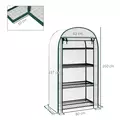 Outsunny 4 Tier Mini Greenhouse for Outdoor, Portable Gardening Plant Green House with Storage Shelf, Roll-Up Zipped Door, Metal Frame and PE Cover, 80 x 49 x 160cm, White - 3