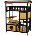 PawHut Outdoor Cat Shelter, Four-Tier Wooden Feral Cat House, with Suspension Bridge, Cat Houses, Balcony, Escape Doors - 1