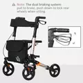 HOMCOM 4 Wheel Rollator with Seat and Back, Folding Mobility Walker with Carry Bag, Adjustable Height, Dual Brakes, Cane Holder, Lightweight Aluminium Walking Frame for Seniors and Disabled, Gold Tone - 8
