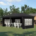 Outsunny 3 x 6m Pop-Up Gazebo, with Removable Walls - Black - 2