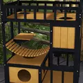 PawHut Outdoor Cat Shelter, Four-Tier Wooden Feral Cat House, with Suspension Bridge, Cat Houses, Balcony, Escape Doors - 8