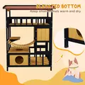 PawHut Outdoor Cat Shelter, Four-Tier Wooden Feral Cat House, with Suspension Bridge, Cat Houses, Balcony, Escape Doors - 7