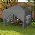 Outsunny 3 x 3 m Garden Pop Up Gazebo, Wedding Party Tent Marquee, Water Resistant Awning Canopy with Sidewalls, Windows, Carry Bag, Grey - 2