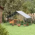 PawHut Large Chicken Coop, Galvanised Walk In Chicken Coop Hen House w/ Water-Resist Cover, 3 x 1.7 x 1.9m - 2
