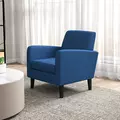 HOMCOM 2 Pieces Modern Armchairs with Rubber Wood Legs, Upholstered Accent Chairs, Single Sofa for Living Room, Bedroom, Blue - 9