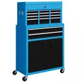HOMCOM Portable Tool Box, Metal Tool Chest on Wheels with 6 Drawers for Garage and Workshop, Blue - 1