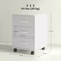 HOMCOM 3 Drawer File Cabinet, Mobile Filing Cabinet on Wheels for Home Office, Study, White - 3