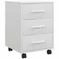 HOMCOM 3 Drawer File Cabinet, Mobile Filing Cabinet on Wheels for Home Office, Study, White - 1