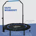 HOMCOM 40" Foldable Mini Fitness Trampoline, with Adjustable Foam Handle, Blue - 6
