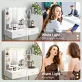 HOMCOM Dressing Table with Lighted Mirror, Cushioned Stool, Drawers, Shelves, LED Makeup Vanity Desk Set, Modern Dresser Vanity Table for Bedroom, White - 4