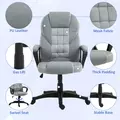 HOMCOM Faux Leather Office Chair - Grey - 5