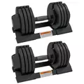 SPORTNOW 2 x 24KG Adjustable Dumbbells Set, 4-in-1 Weights Set with Storage Tray and Non-Slip Handle, Home Gym Fitness Equipment, Black - 1