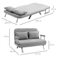 HOMCOM Two-Seater Click-Clack Sofa Bed - Light Grey - 3