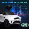 AIYAPLAY 2-in-1 Land Rover Licensed 6V Kids Electric Ride On Car, Sliding Car w/ Headlights, Music, for 18-60 Months, White - 7