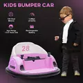 AIYAPLAY 360° Rotation Kids Bumper Car, 12V Waltz Car with Remote Control, Dual Joystick, Music, Lights, Pink - 8