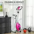 SPORTNOW Folding and Quiet Exercise Bike with 8-Level Magnetic Resistance and Heart Rate Sensor, for Home Gym, Pink and White - 8